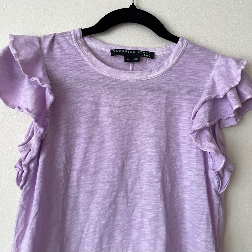 Veronica Beard Akeela ruffled pima cotton short sleeve flutter t-shirt Size XS - Picture 11 of 14